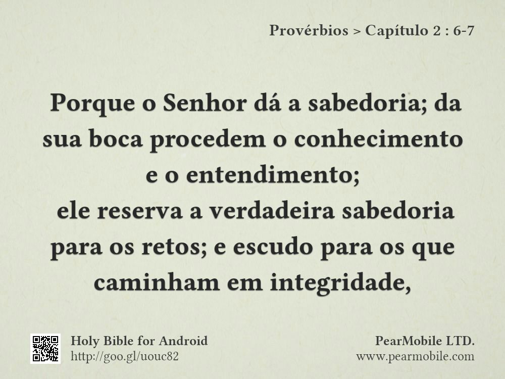 Provérbios, Capítulo 2:6-7